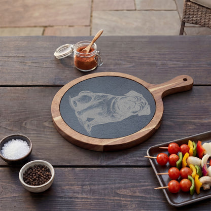 Pug Engraved Charcuterie Board, Dog Lover Cheese Board & Serving Platter