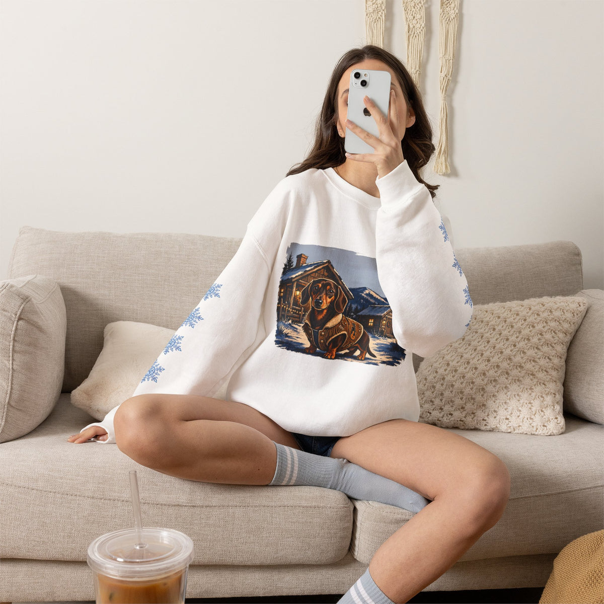 Smooth Coat Dachshund Smoky Mountain Christmas Sweatshirt