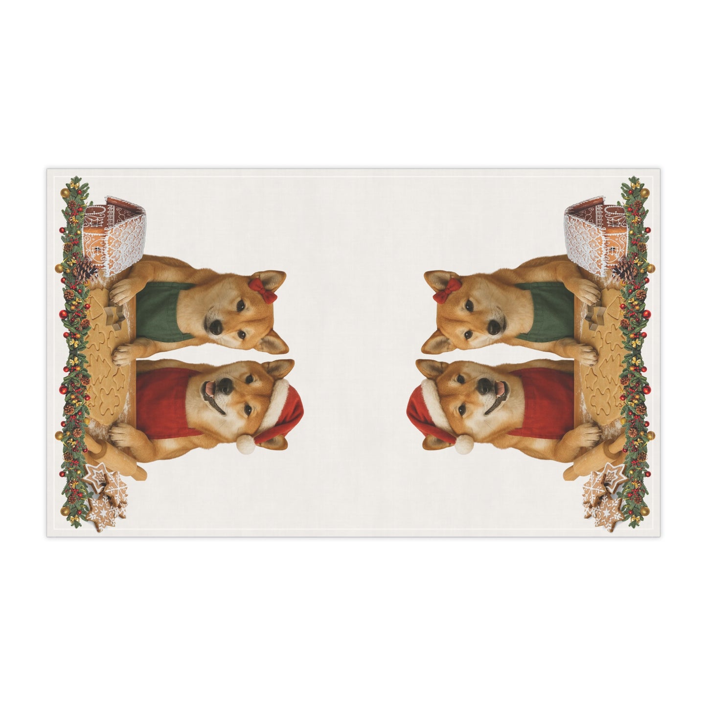 Shiba Inu Christmas Cookie Baker Tea Towels for Holiday Cheer
