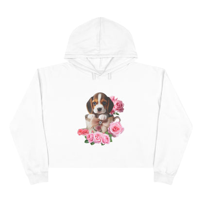 Too Cute Beagle Teacup Puppy Cropped Hoodie