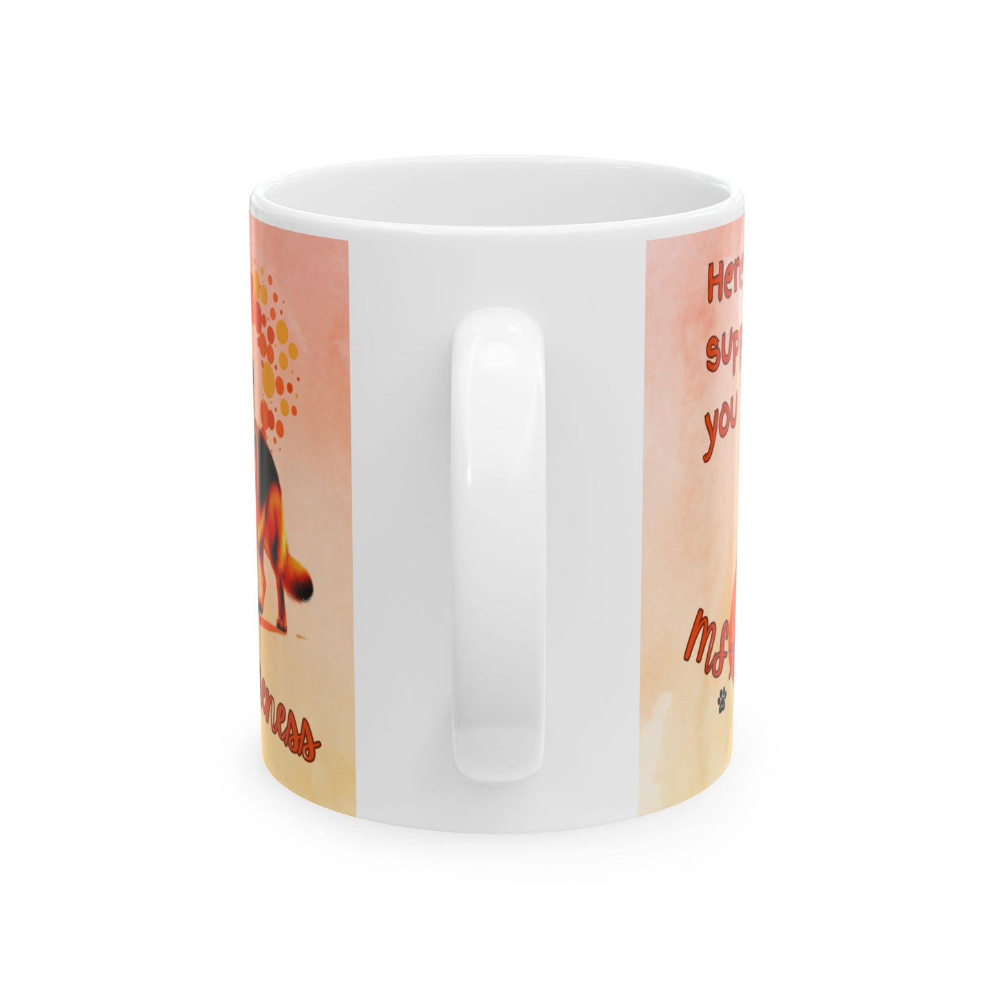 German Shepherd MS Awareness Ceramic Mug - "Here to Support You" Mobility Service Dog Coffee Cup