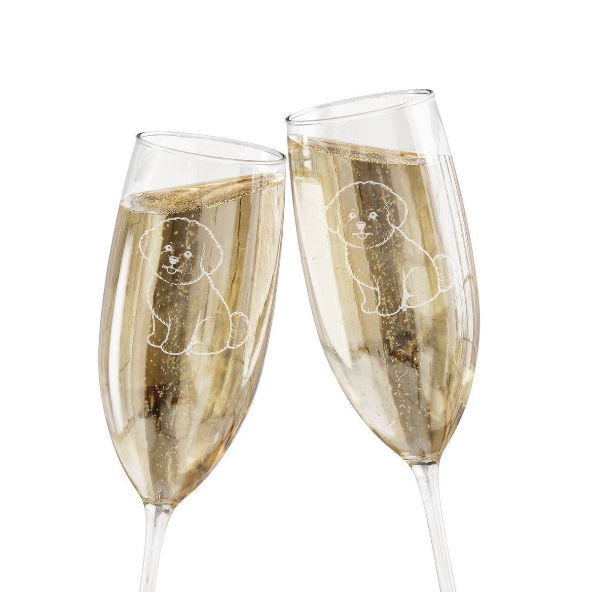 Bichon Frise Engraved Champagne Flute