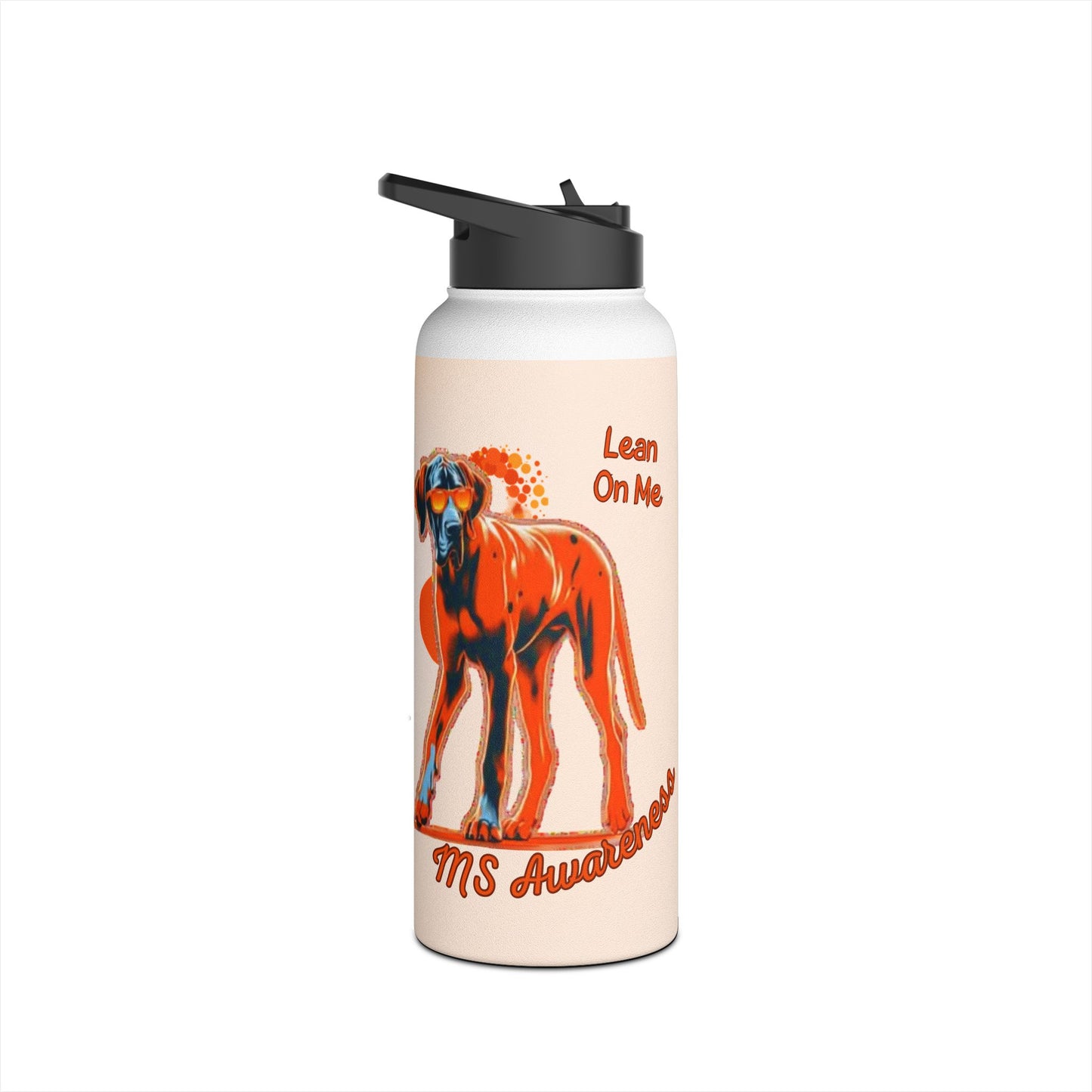 Great Dane "Lean on Me" MS Awareness Stainless Steel Water Bottle
