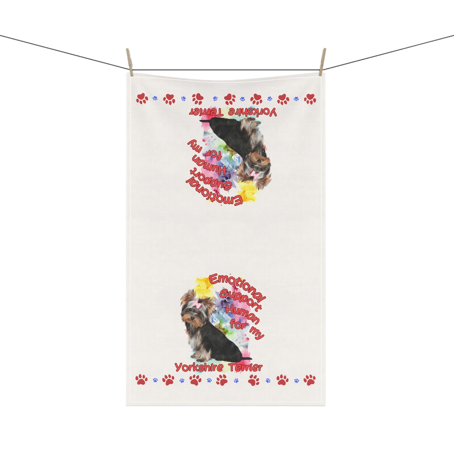 Emotional Support Human Yorkshire Terrier Tea Towels | Perfect for Dog Lovers | Unique Kitchen Decor