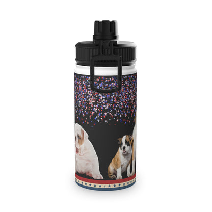Patriotic American Bulldog Stainless Steel Water Bottle, Sports Lid