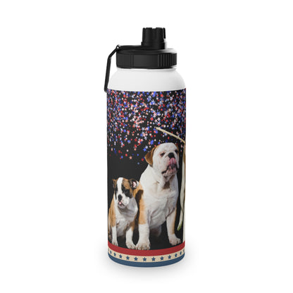 Patriotic American Bulldog Stainless Steel Water Bottle, Sports Lid