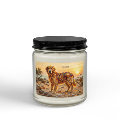 Golden Retriever Scented Soy Candle — Amber Jar with Black Lid (4oz & 9oz)