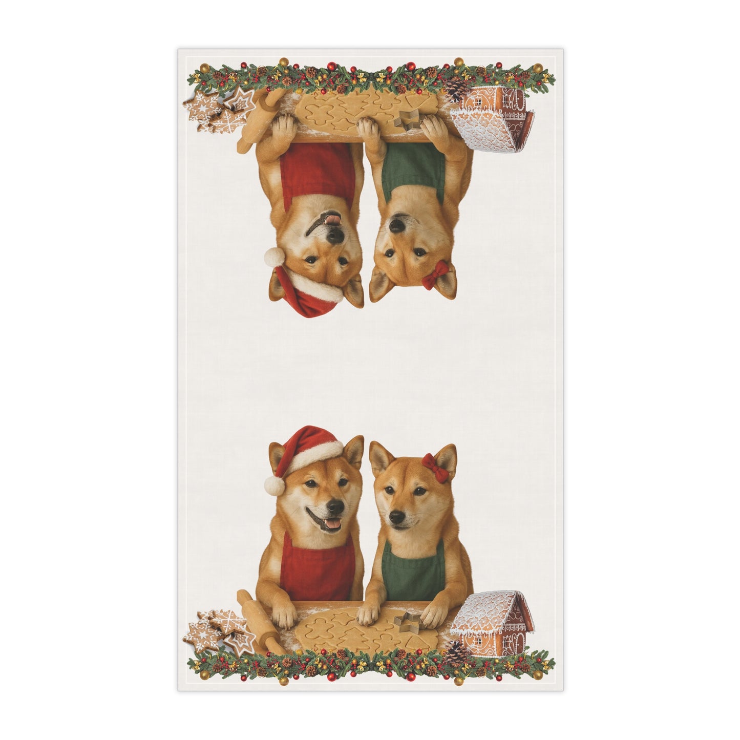Shiba Inu Christmas Cookie Baker Tea Towels for Holiday Cheer