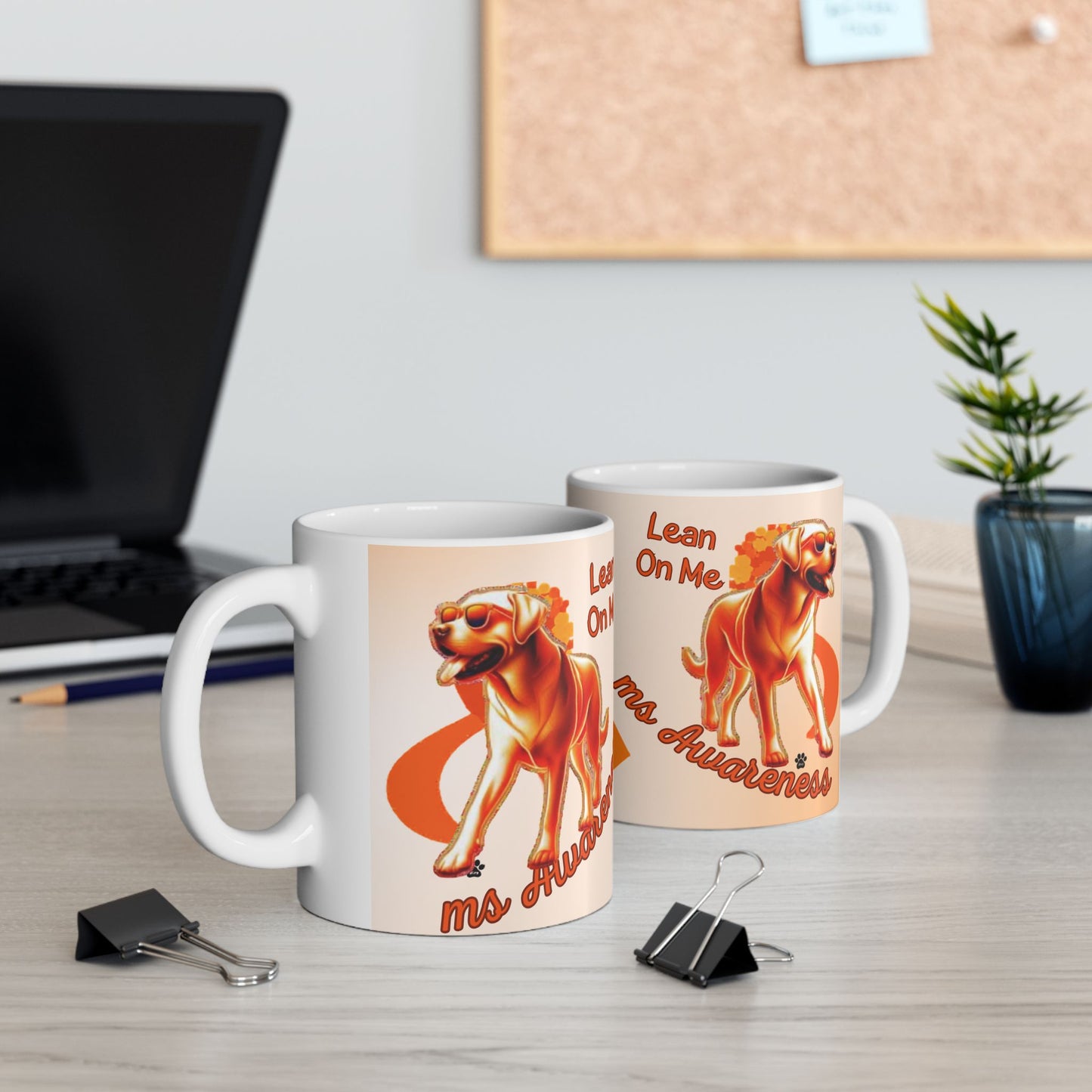 Labrador Retriever MS Awareness Ceramic Mug - "Lean on Me" Mobility Service Dog Coffee Cup