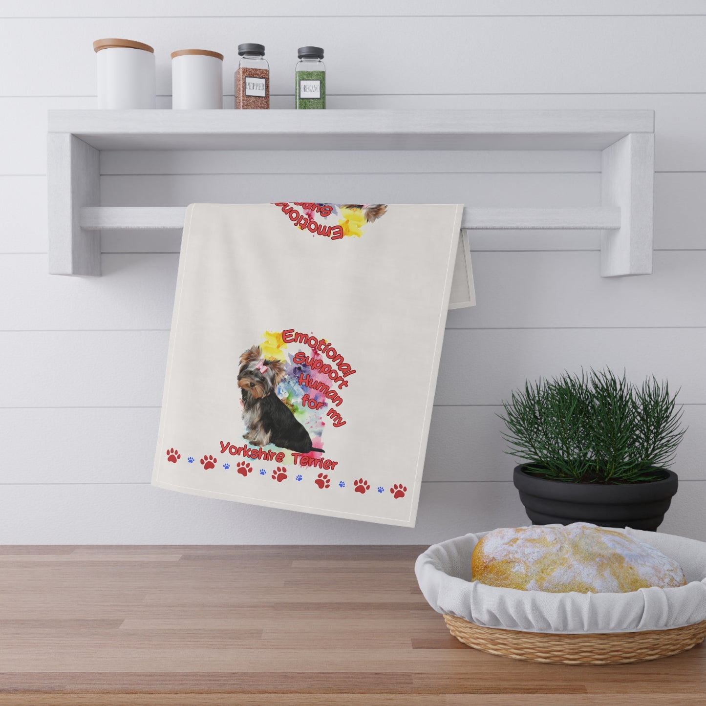 Emotional Support Human Yorkshire Terrier Tea Towels | Perfect for Dog Lovers | Unique Kitchen Decor