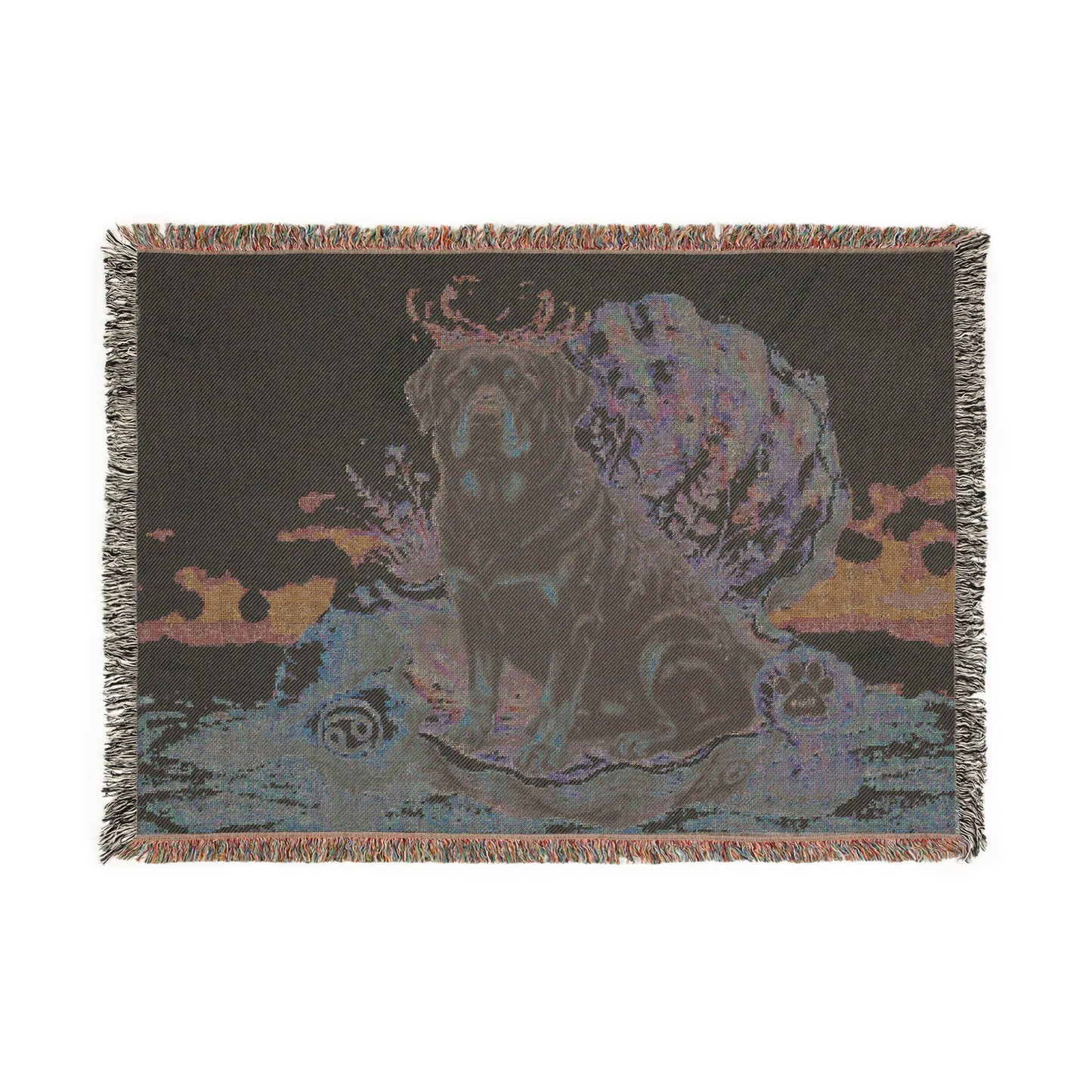 Luxury Cancer Zodiac Rottweiler Woven Blanket - Elegant Water Element Astrology Throw