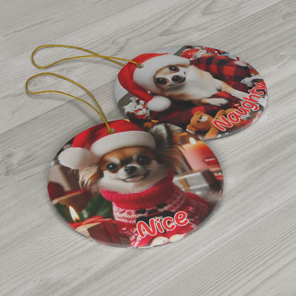 Chihuahua naughty and nice christmas Ornament