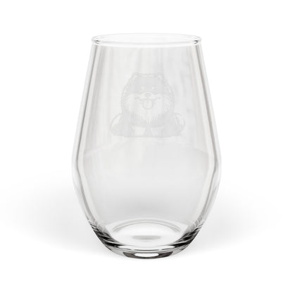 Pomsky Sketch and Serve Engraved Stemless Wineglass