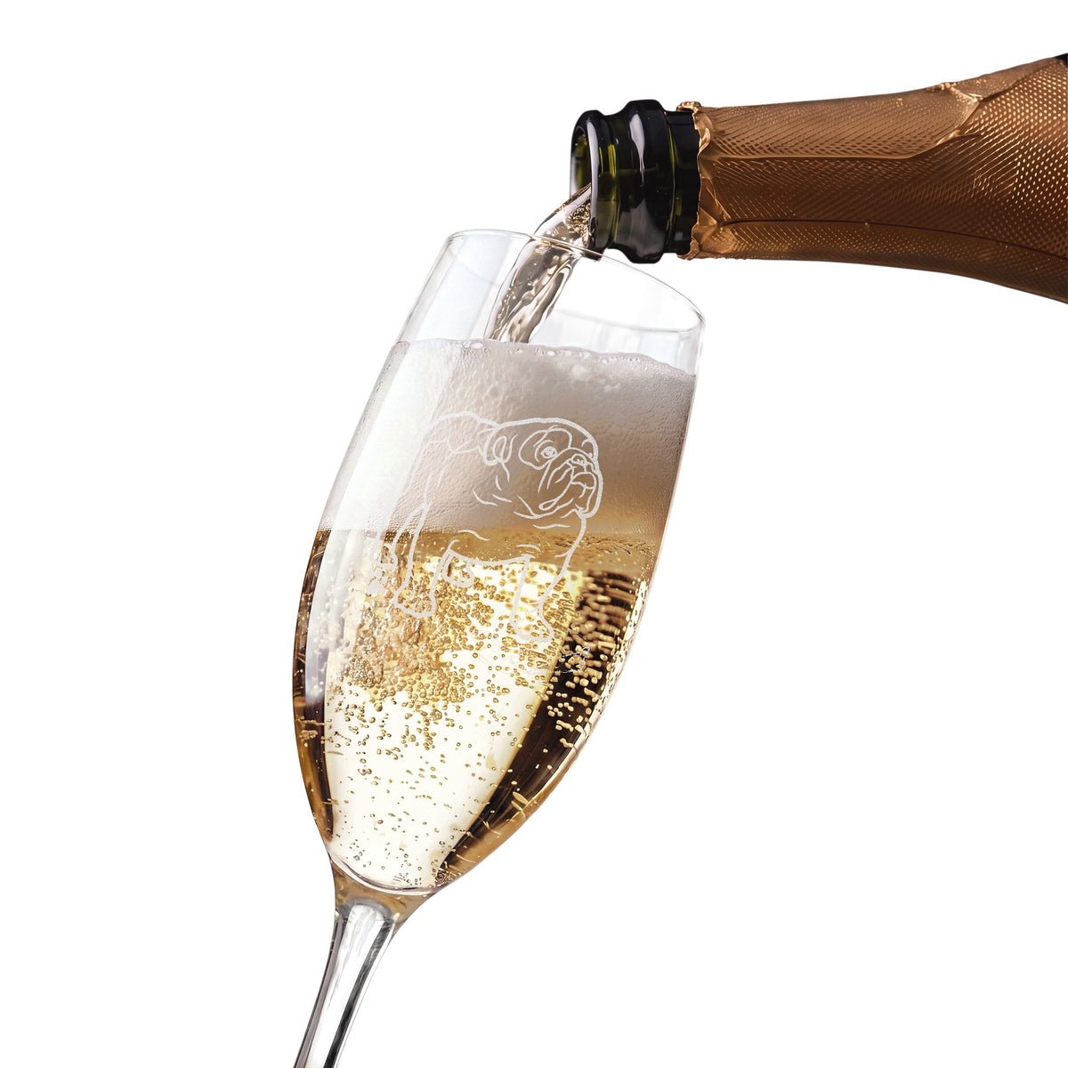 Engraved American Bulldog Champagne Flute — 8 oz Elegant Toast Glass