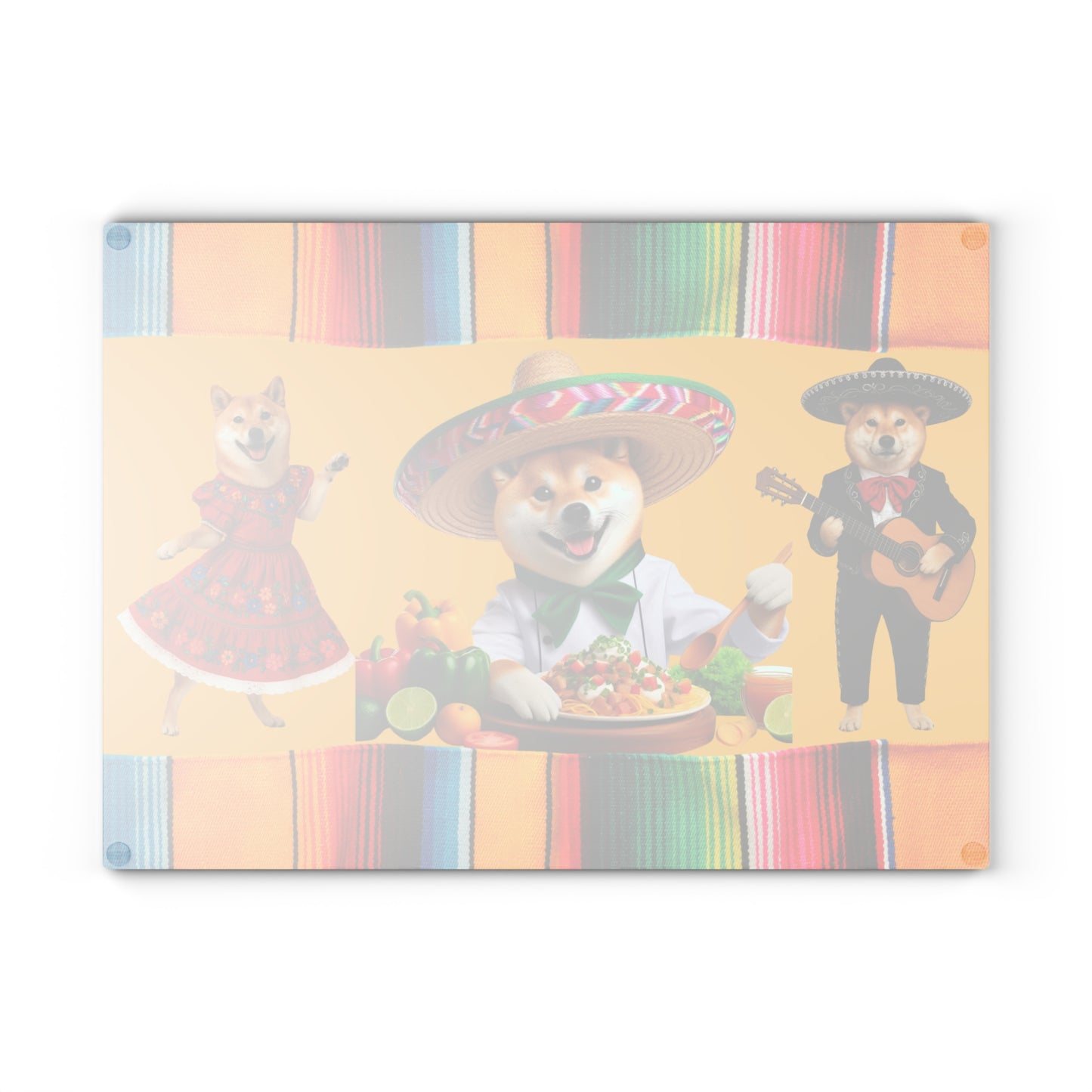 Shiba Inu Fiesta Chef Glass Cutting Board