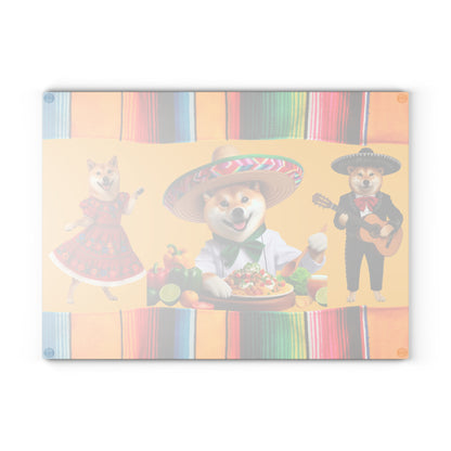 Shiba Inu Fiesta Chef Glass Cutting Board