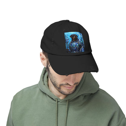 Cancer Zodiac Rottweiler Distressed Cap – Mythic Neptune Knight Abyssal Dog Art Baseball Hat