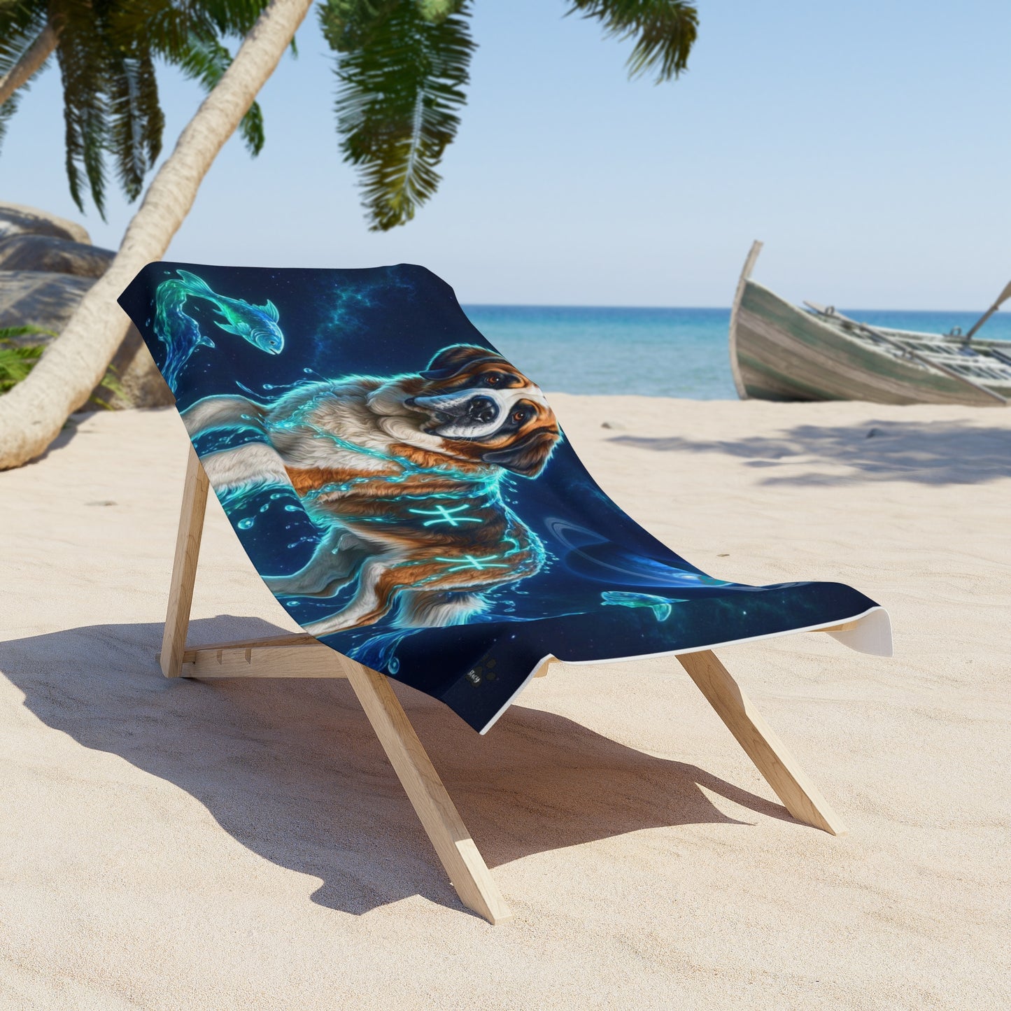 Pisces Saint Bernard Celestial Beach Towel