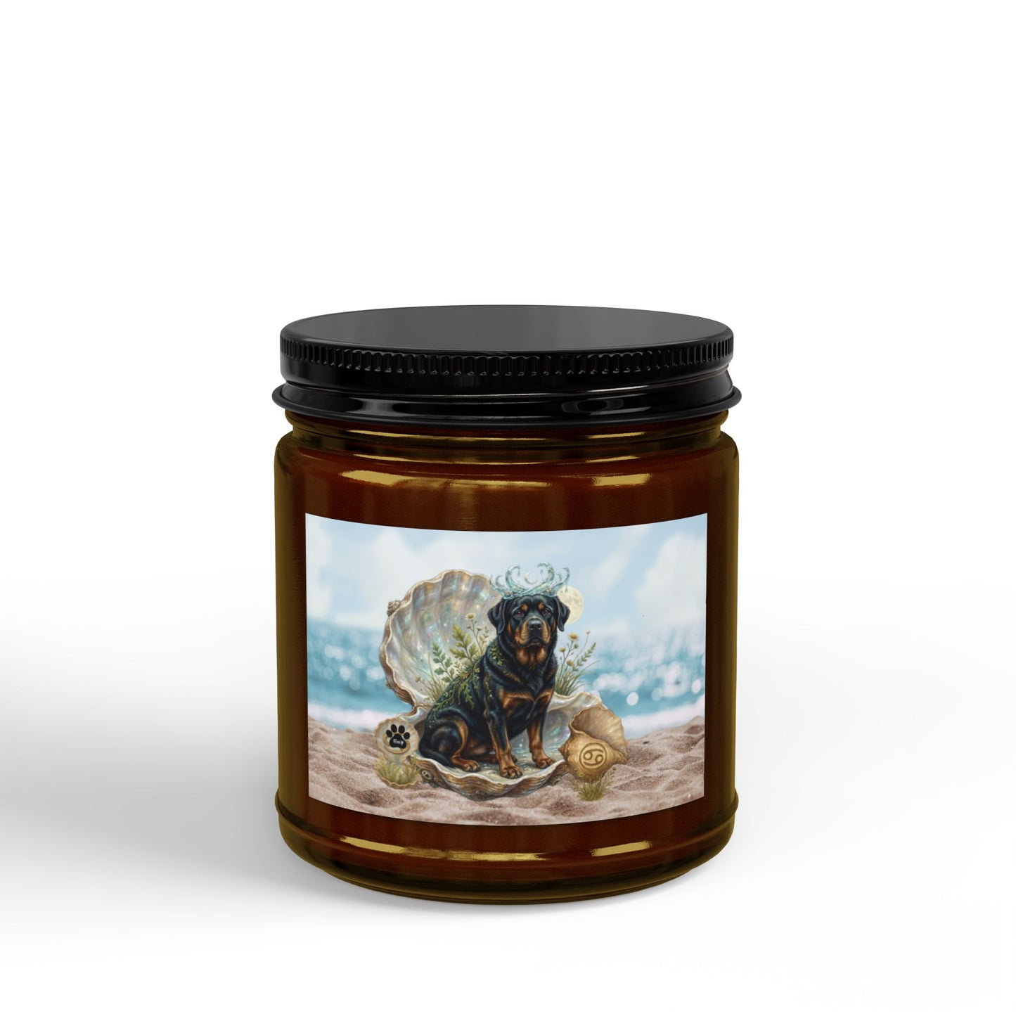 Cancer Zodiac Rottweiler Elements Text-Free Luxury Scented Soy Candle