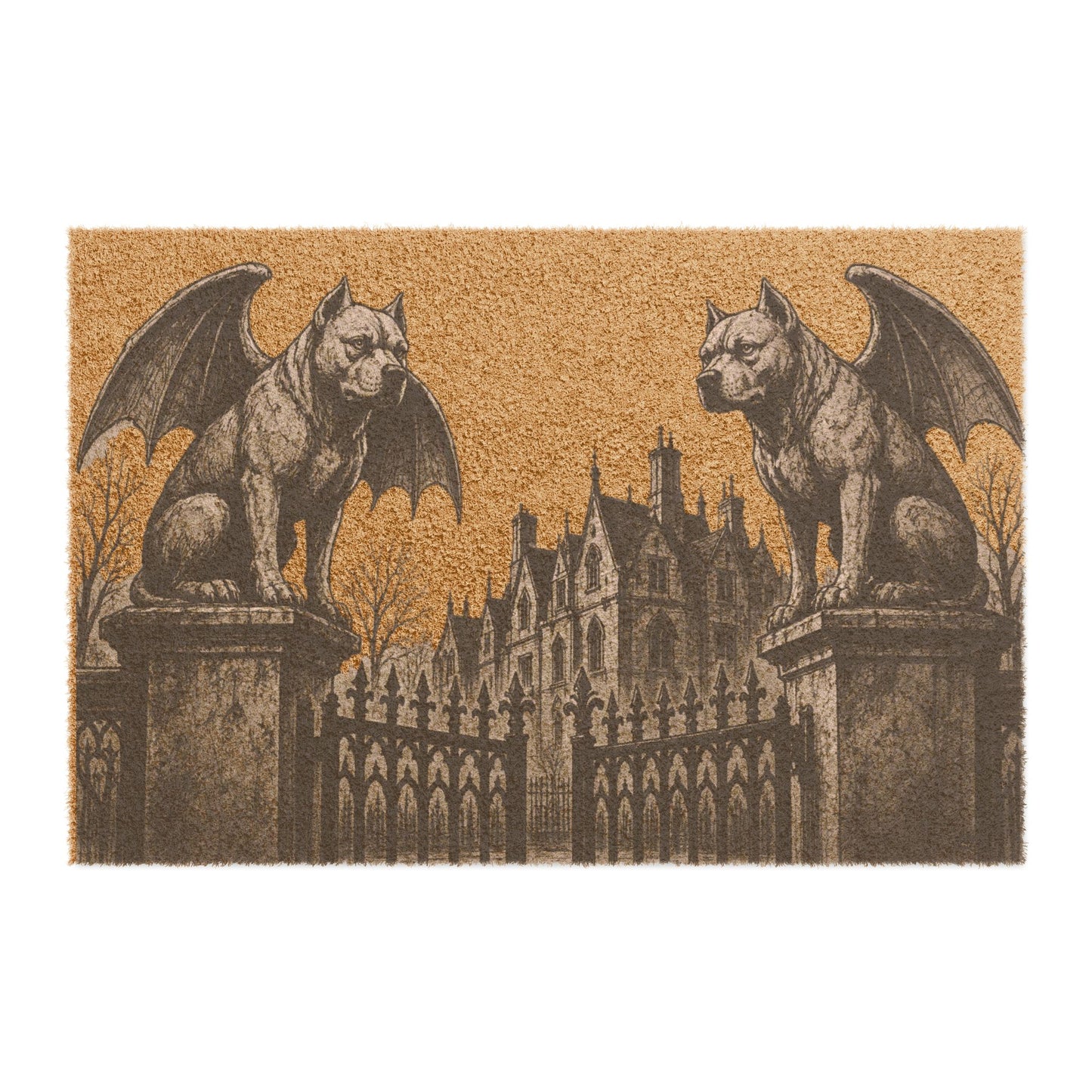 Pitbull Gargoyle Angel Gothic Protector Welcome Mat
