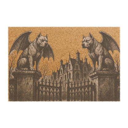 Pitbull Gargoyle Angel Gothic Protector Welcome Mat