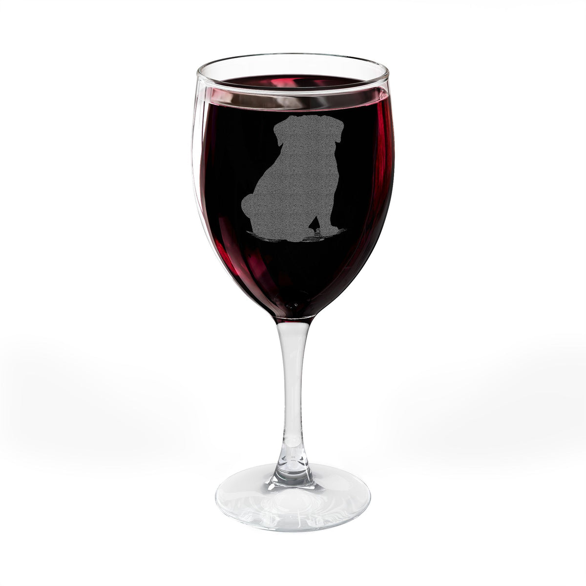Pug Engraved Wine Glass