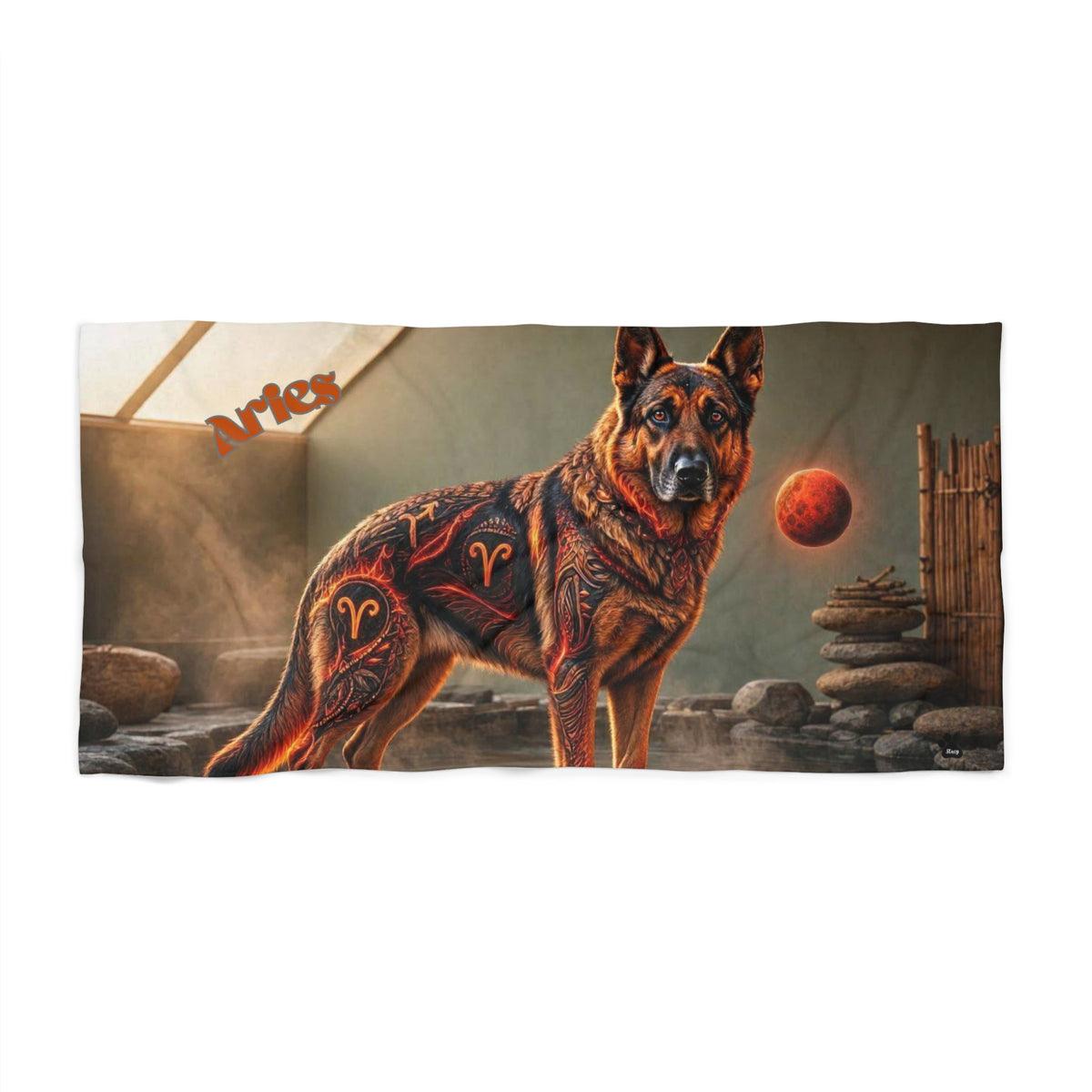 Aries German Shepherd Elements Beach Towel