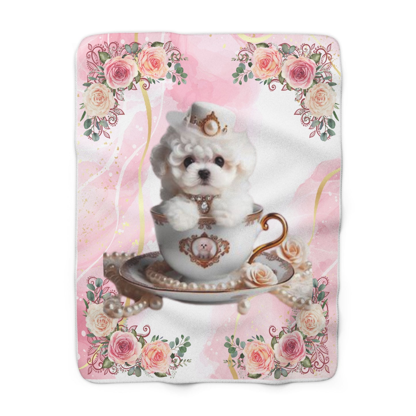 Teacup Bichon Frise Sherpa Fleece Blanket