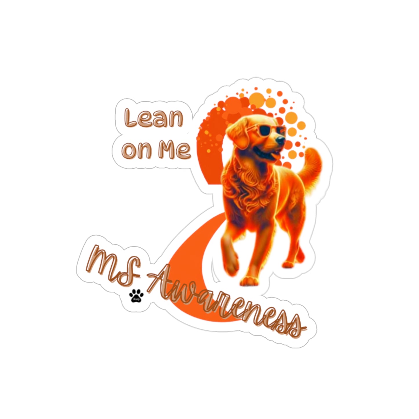 Golden Retriever "Lean on Me" MS Awareness Sticker