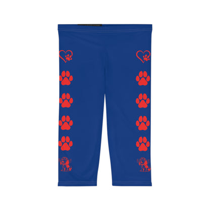 Paw Print Capri Leggings, Cute Workout Pants, Pet Lover Apparel, Animal-Themed Activewear, Gift for Dog Moms, Casual Leggings