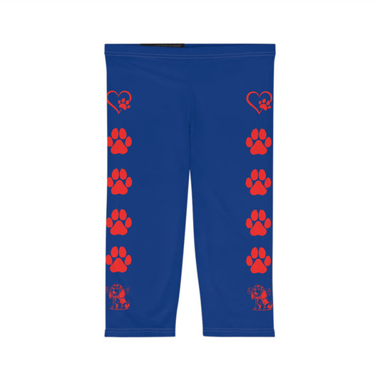 Paw Print Capri Leggings, Cute Workout Pants, Pet Lover Apparel, Animal-Themed Activewear, Gift for Dog Moms, Casual Leggings