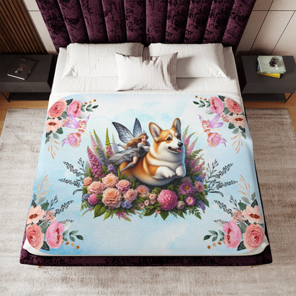 Corgi Fairytale Sherpa Blanket, Two Colors