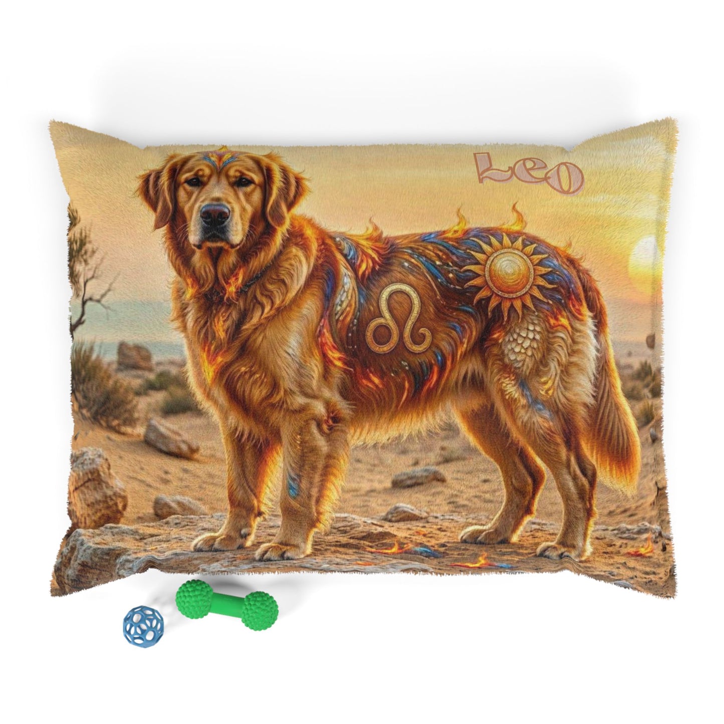 Leo Elements Collection Golden Retriever Pet Bed – Cozy Zodiac Dog Cushion