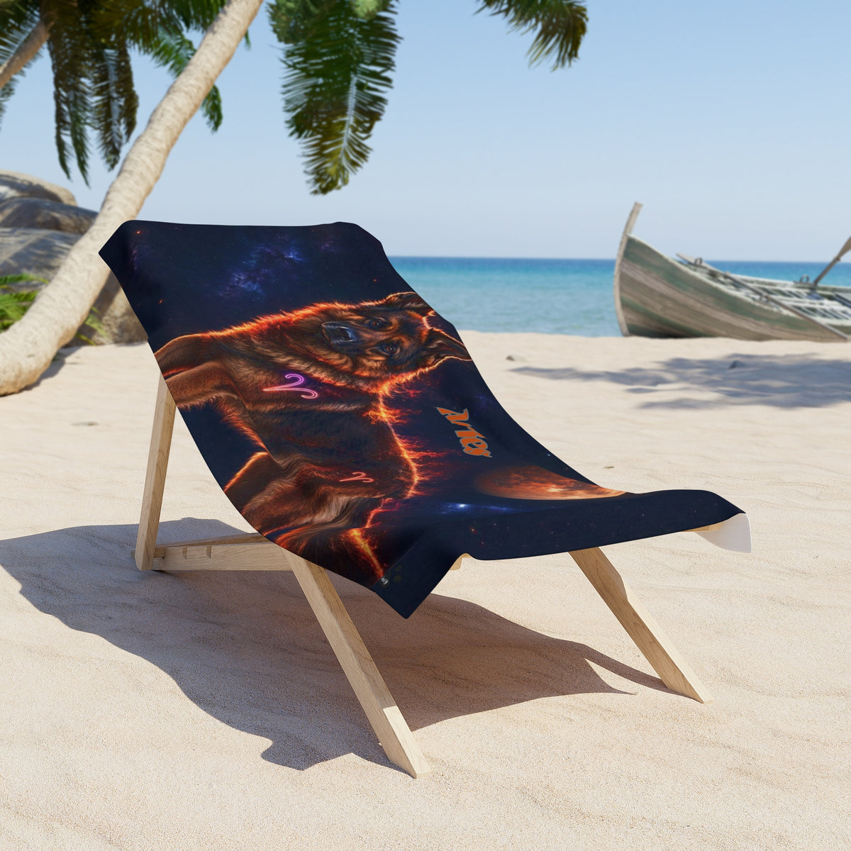 Aries German Shepherd Celestial Beach Towel