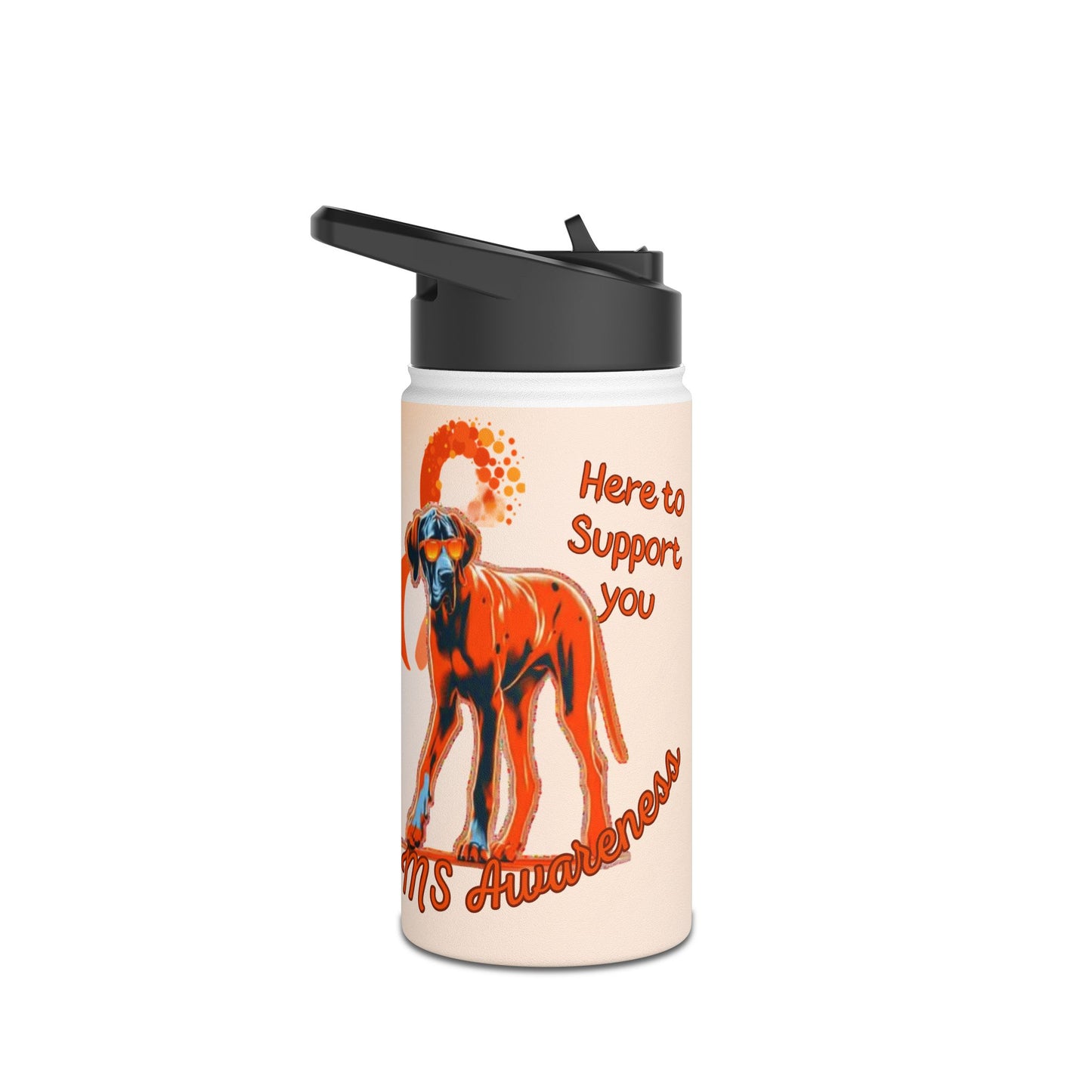 Great Dane "Here to Support You" MS Awareness Stainless Steel Water Bottle