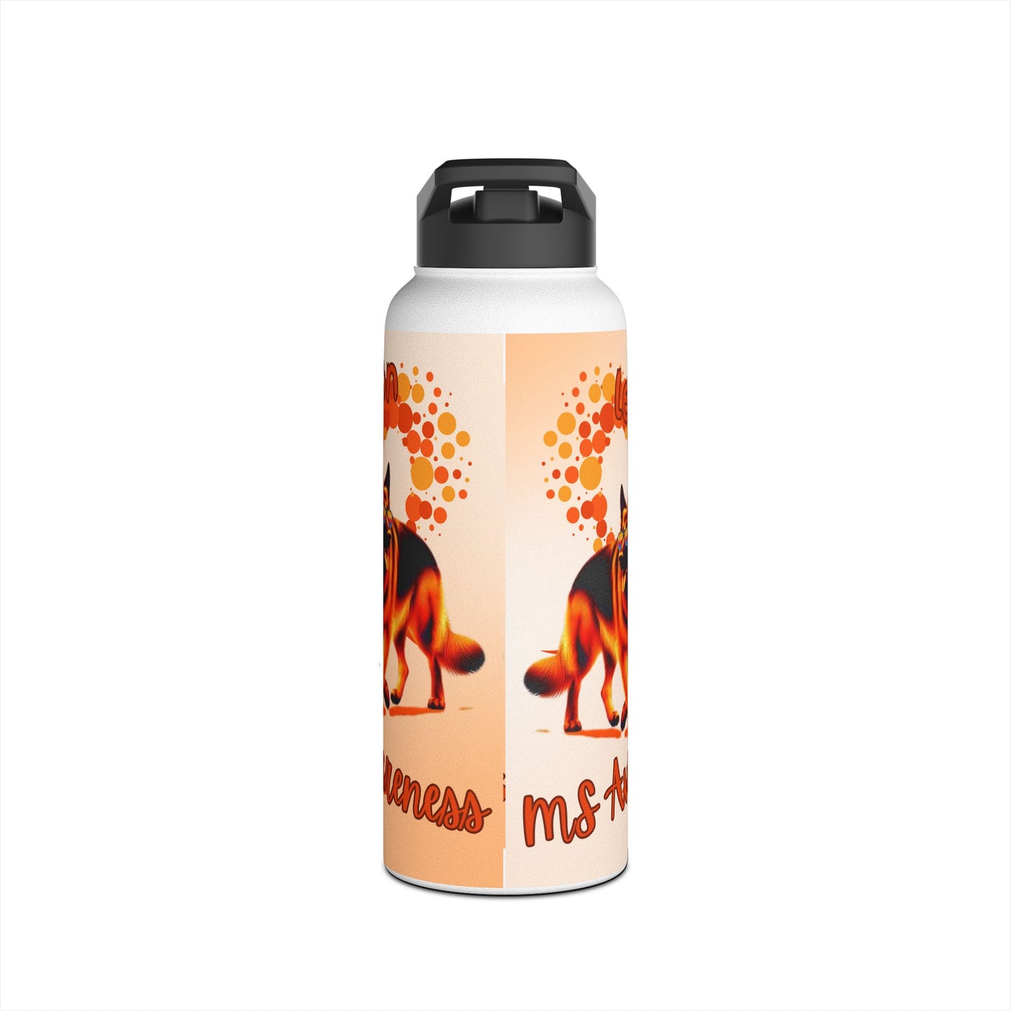 MS Awareness German shepherd "Lean on me" Stainless Steel Water Bottle, Standard Lid