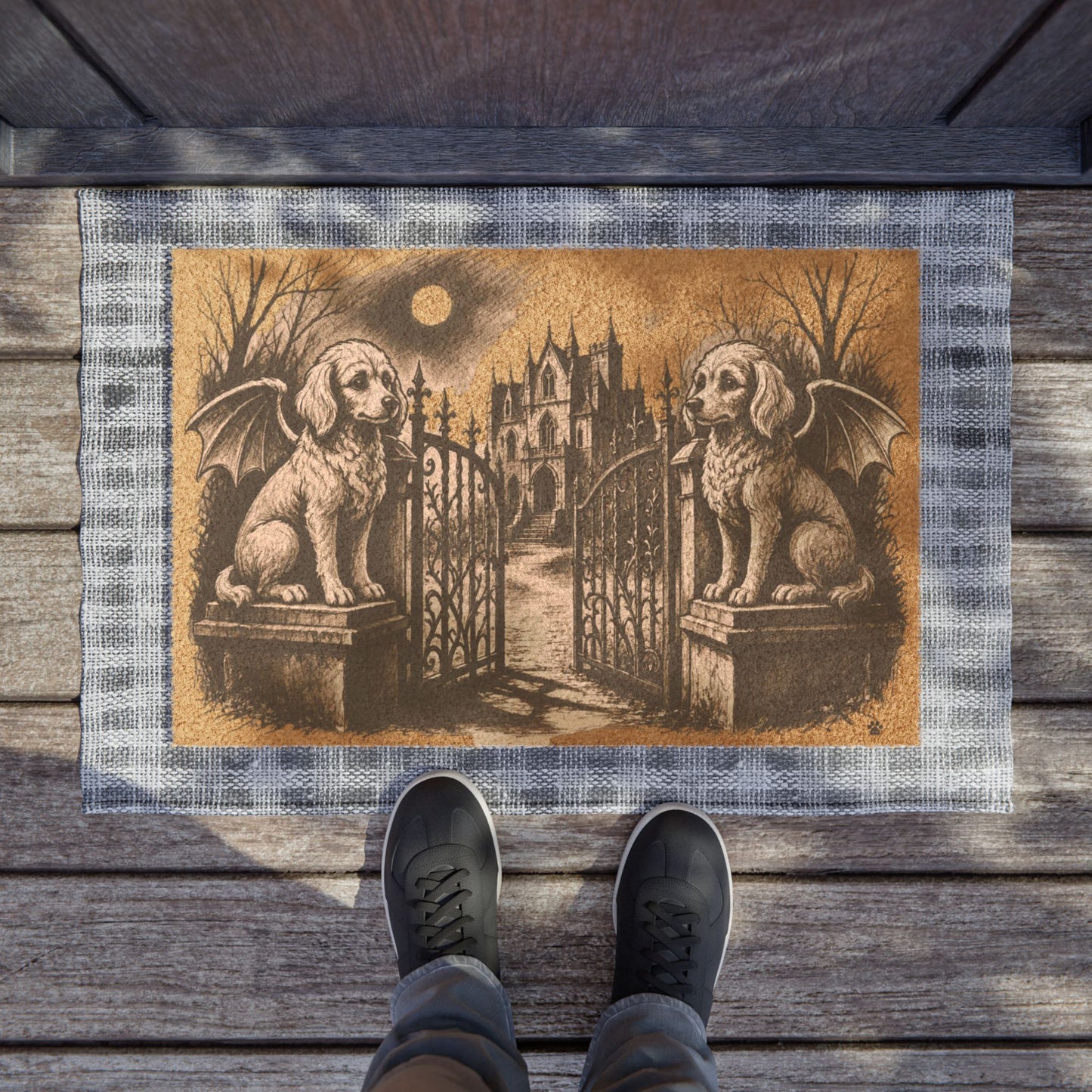 Toy Poodle Gargoyle Angel Gothic Protector Welcome Mat