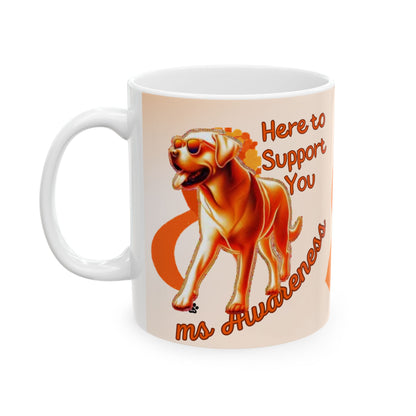 Labrador Retriever MS Awareness Ceramic Mug - "Here to Support You" Mobility Service Dog Coffee Cup