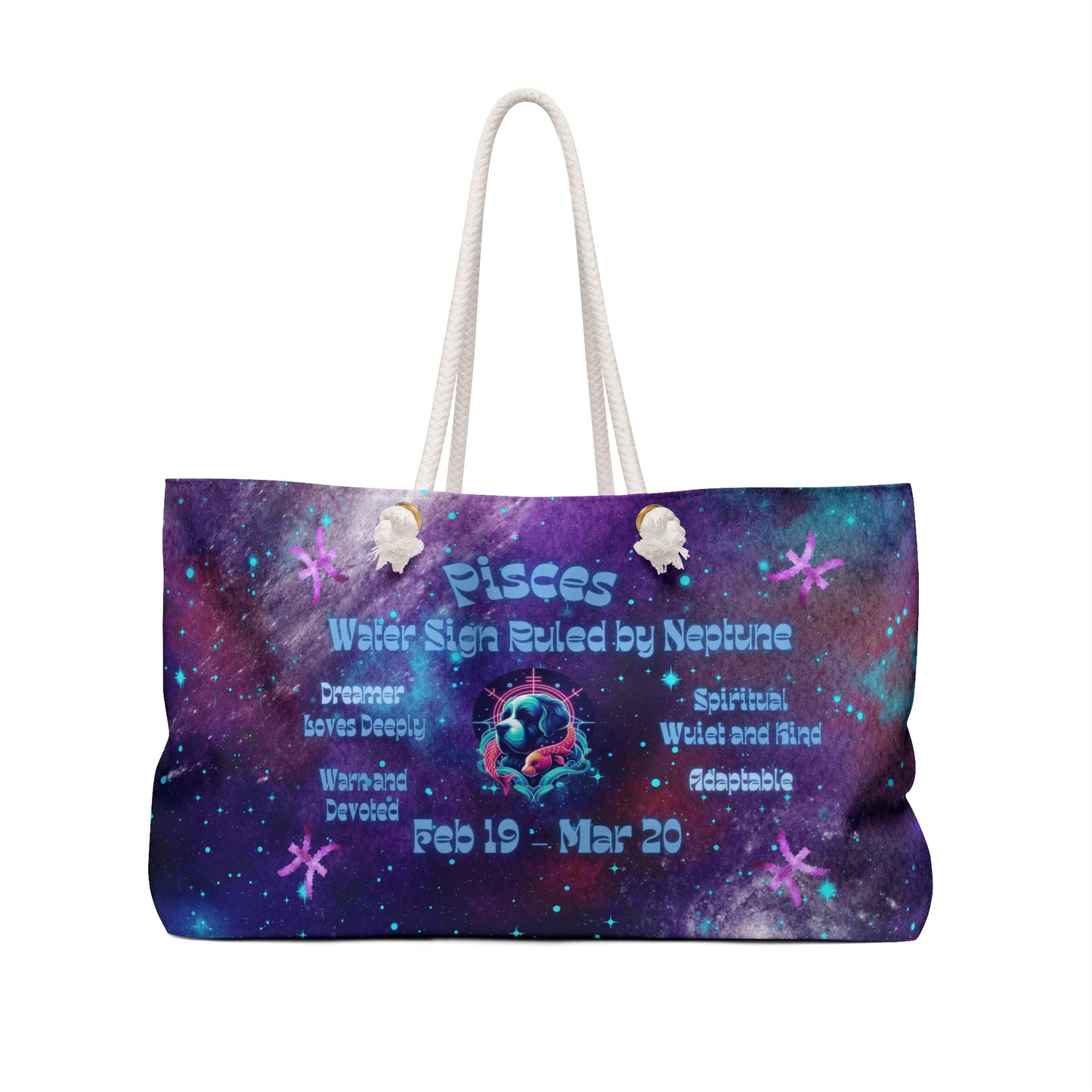 Celestial Zodiac Pisces as  St Bernard Weekender Bag - Dog Breed Zodiac