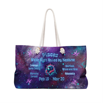 Celestial Zodiac Pisces as  St Bernard Weekender Bag - Dog Breed Zodiac