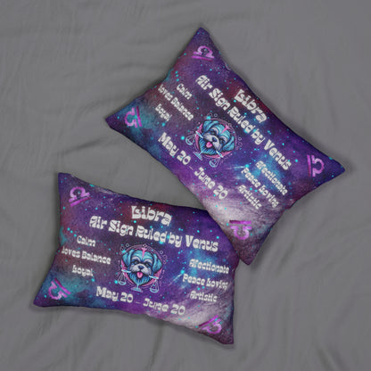 Celestial Zodiac Libra as Shih Tzu Spun Polyester Lumbar Pillow - Dog Breed Zodiac