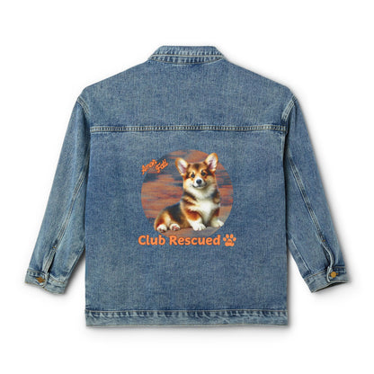 Corgi Club Rescued Women's Denim Jacket "Amor Fati" Love thy Fate