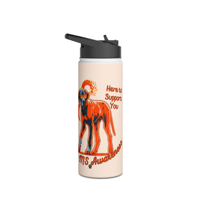 Great Dane "Here to Support You" MS Awareness Stainless Steel Water Bottle