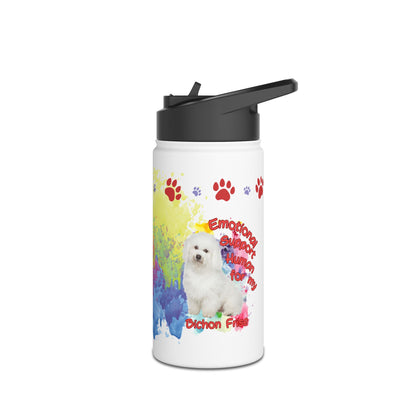 Emotional Support Human for My Bichon Frise Sports Water Bottle