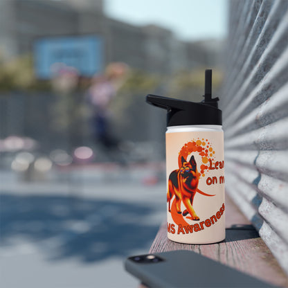 MS Awareness German shepherd "Lean on me" Stainless Steel Water Bottle, Standard Lid