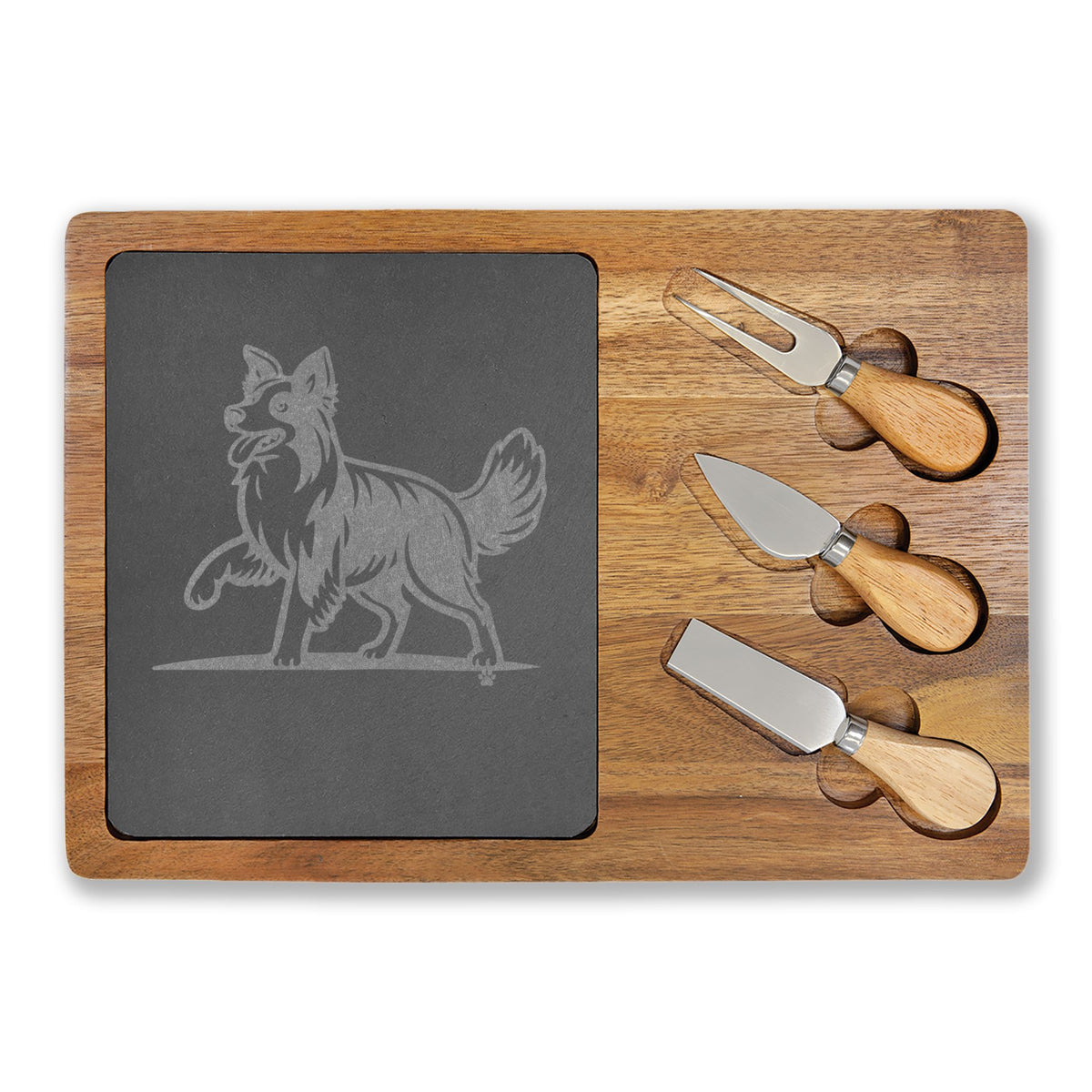 Border Collie Engraved Charcuterie Board, Dog Lover Cheese Board & Serving Platter