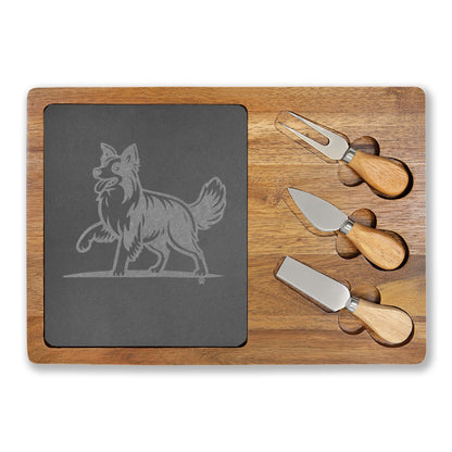 Border Collie Engraved Charcuterie Board, Dog Lover Cheese Board & Serving Platter
