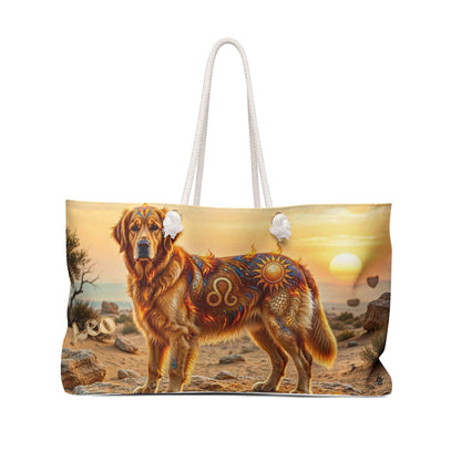 Leo Elements Golden Retriever Oversized Weekender Tote Bag – Zodiac Travel Collection
