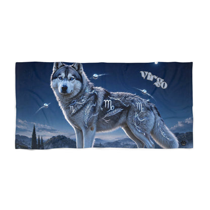 Virgo Siberian Husky Celestial Beach Towel