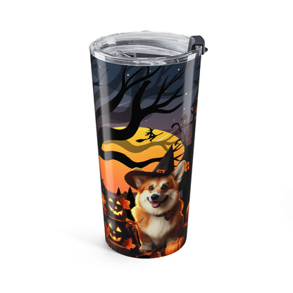 Spooky Corgi Witch Tumbler - Haunted Mansion Halloween Drinkware by Stacy Soto